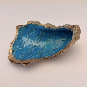 Handmade Oyster Art Shell Trinket Vanity Ring Dish Swirls